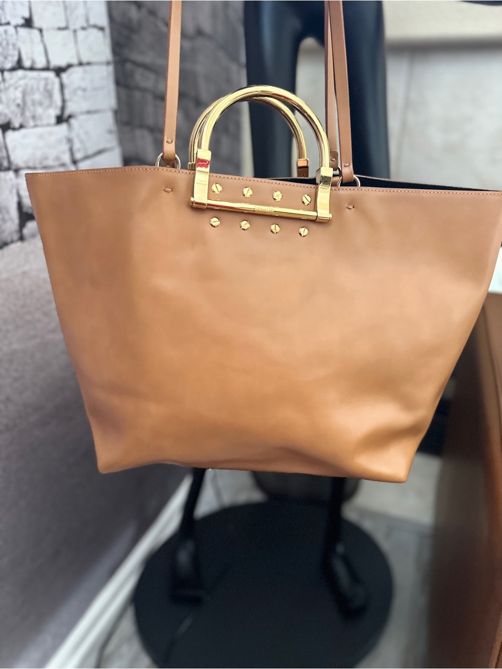 ZANCHETTI Hand Bag Brown Leather